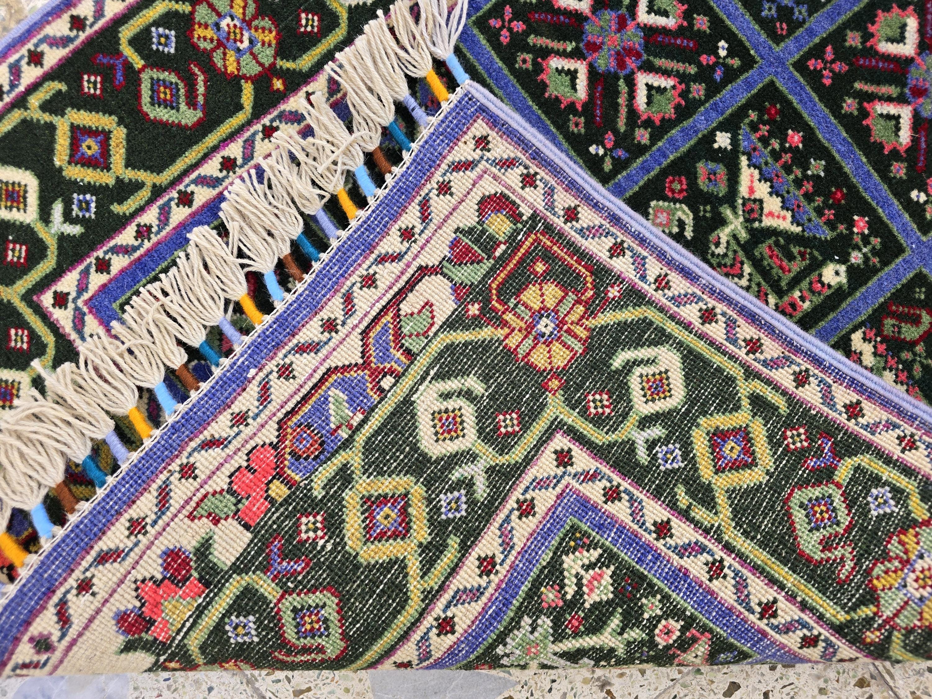 2x5 Handmade Afghan Rug – Colorful Geometric Wool Carpet, Oriental Tribal Design, Modern Boho Area Rug, Nomadic Decor, Entrance Rug
