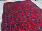 8x11 Large Afghan Handwoven Bukhara Carpet, Turkmen Soft Oriental Red and Blue Wool Rug, Boho Home Decor, Large Living Room Rug, Bedroom Rug
