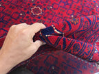 8x11 Large Afghan Handwoven Bukhara Carpet, Turkmen Soft Oriental Red and Blue Wool Rug, Boho Home Decor, Large Living Room Rug, Bedroom Rug