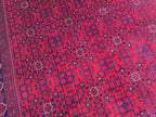 8x11 Large Afghan Handwoven Bukhara Carpet, Turkmen Soft Oriental Red and Blue Wool Rug, Boho Home Decor, Large Living Room Rug, Bedroom Rug