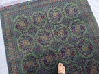 5x7 Green Bukhara Afghan Handwoven Soft Rug, Turkmen Tribal Oriental Wool Area Rug, Boho Home Decor, Living Room Rug, Bedroom Rug 206x150 cm