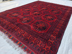 5x7 Rich Red Afghan Tribal Handwoven Soft Rug, Turkmen Oriental Wool Floor Rug, Boho Home Decor, Rug for Bedroom, Living Room Rug, Office