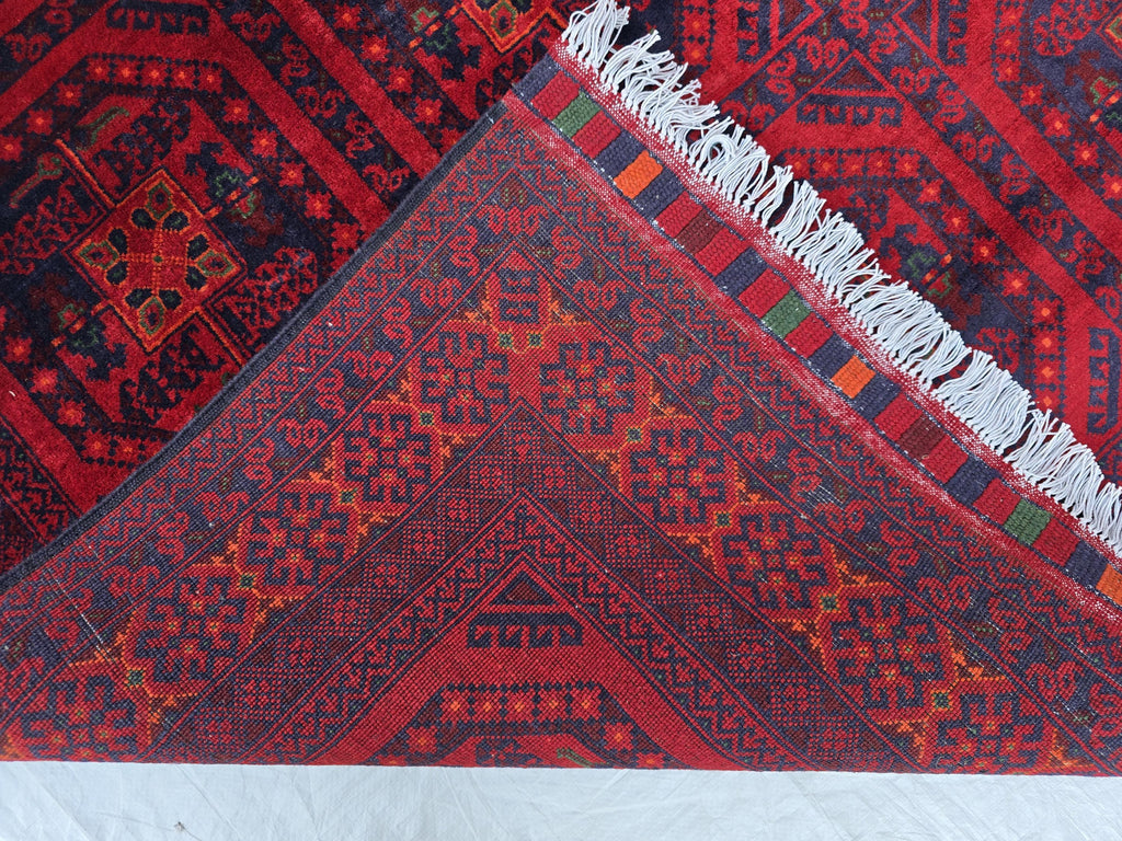 5x7 Rich Red Afghan Tribal Handwoven Soft Rug, Turkmen Oriental Wool Floor Rug, Boho Home Decor, Rug for Bedroom, Living Room Rug, Office