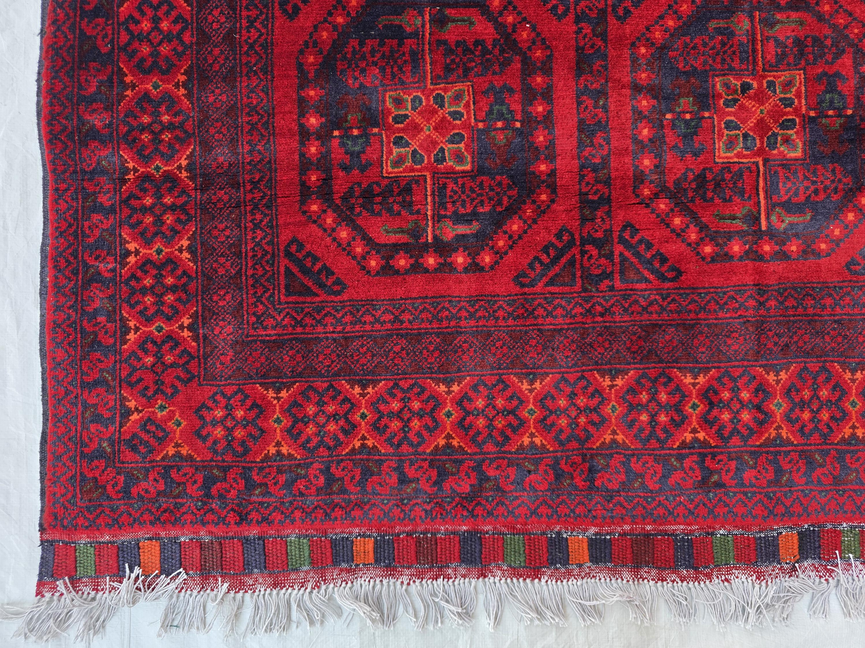 5x7 Rich Red Afghan Tribal Handwoven Soft Rug, Turkmen Oriental Wool Floor Rug, Boho Home Decor, Rug for Bedroom, Living Room Rug, Office