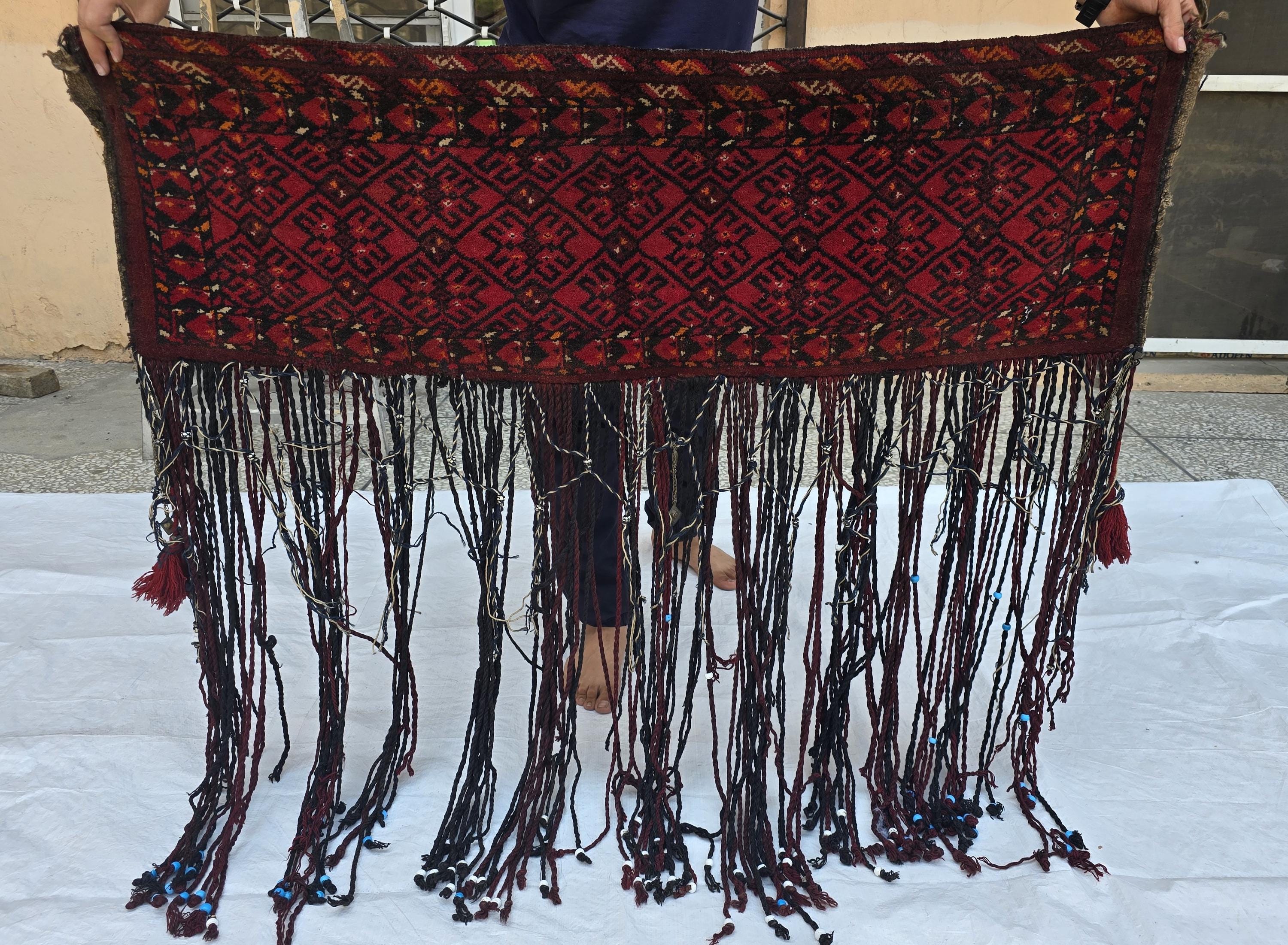 Wall Decor 4x3 Vintage Afghan Wool Tapestry Tribal Wall Hanging with Long Tassels