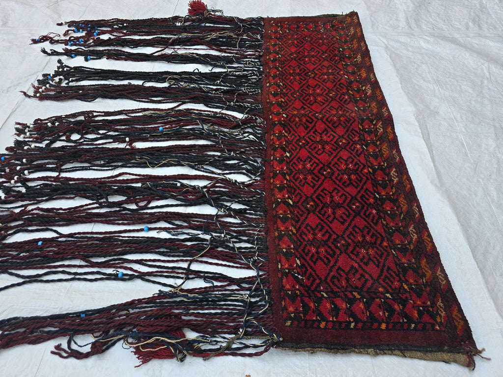 Wall Decor 4x3 Vintage Afghan Wool Tapestry Tribal Wall Hanging with Long Tassels
