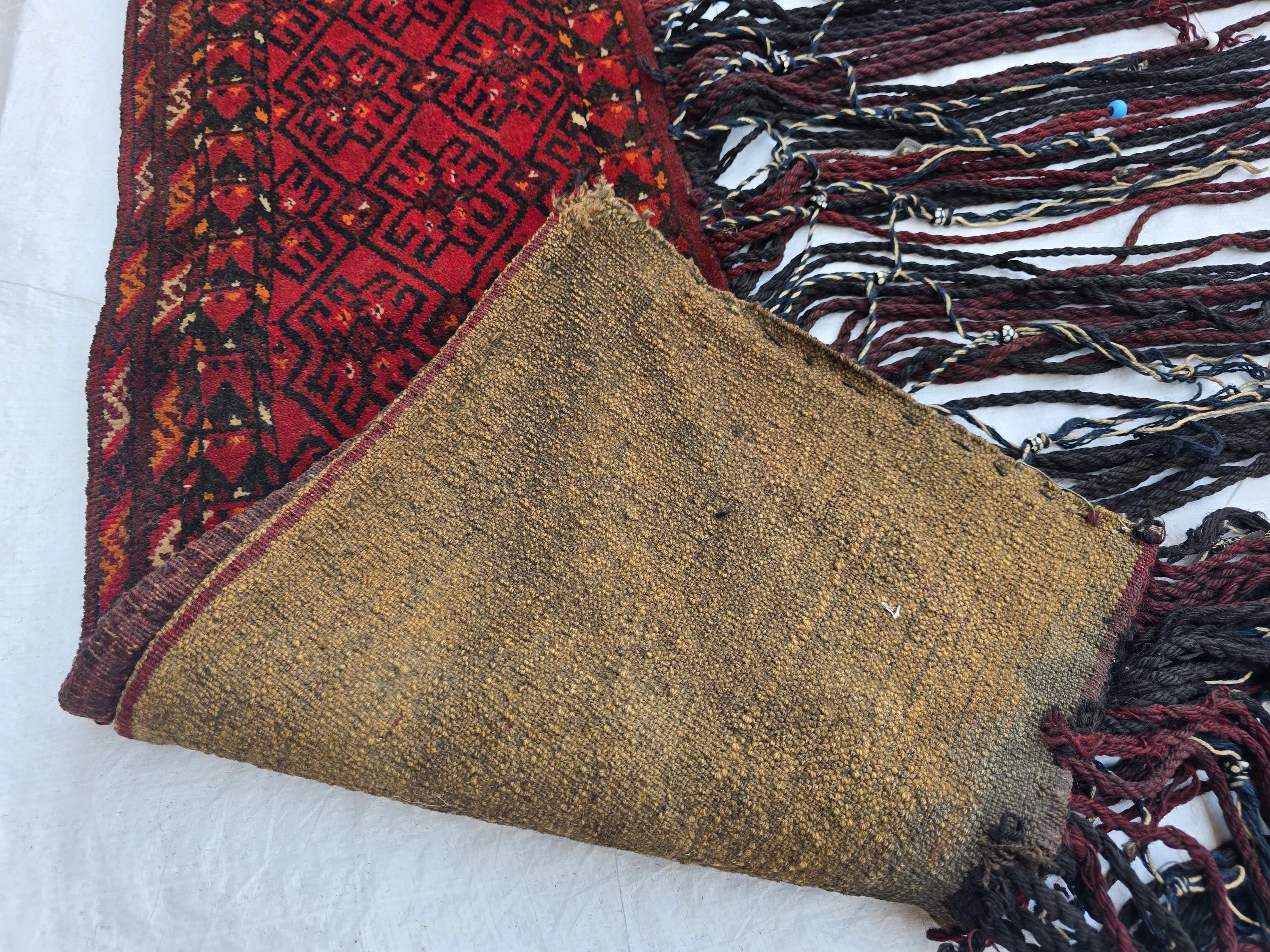 4x3ft Vintage Afghan Handmade Tapestry - Tribal Wall Hanging with Tassels, Bohemian Oriental Textile, Nomadic Decor, Collectible Rug Art