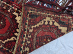 Vintage Afghan Wool Tapestry: Handmade Tribal Wall Hanging with Tassels