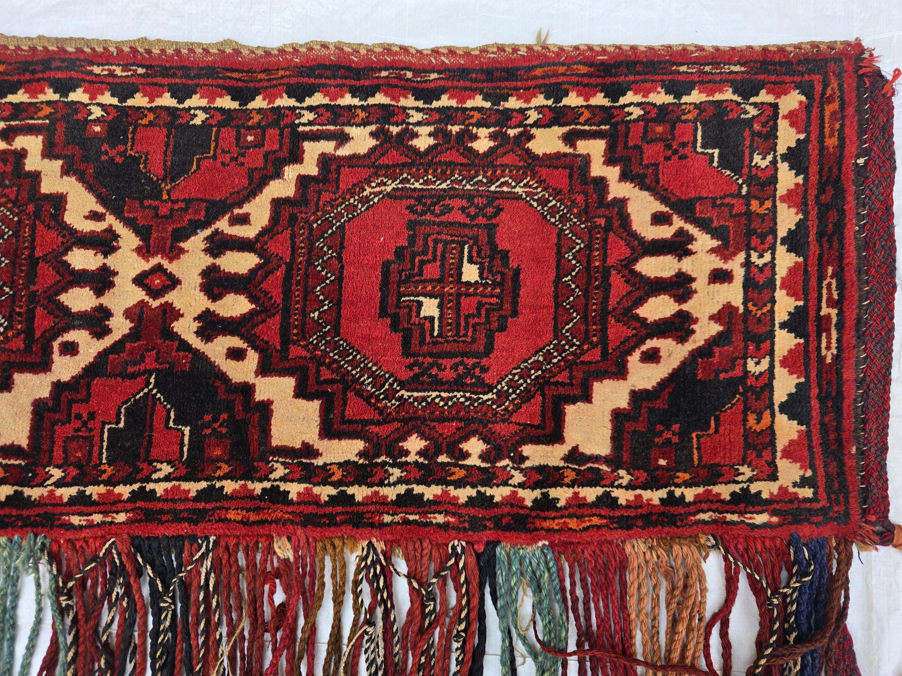 5x3 Vintage Afghan Handmade Tapestry – Tribal Wall Hanging with Tassels, Bohemian Oriental Textile, Nomadic Decor, Collectible Rug Art