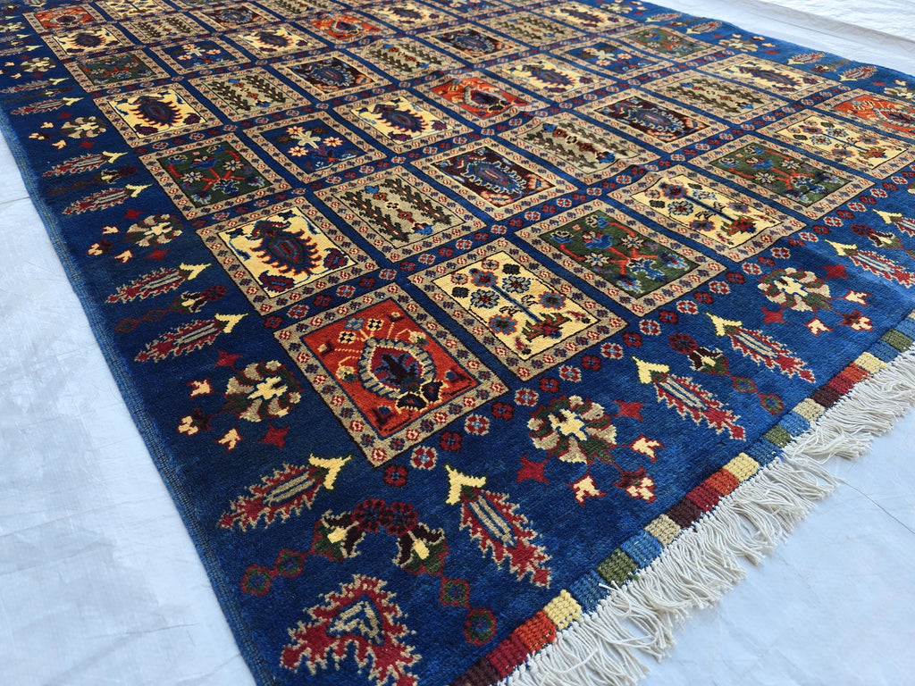 5x7 Afghan Handwoven Medium Size Carpet, Turkmen Oriental Soft Navy Blue Rug, Home decor Rug, Rug for Bedroom, Living Room Rug, 206x150cm