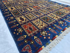 5x7 Afghan Handwoven Medium Size Carpet, Turkmen Oriental Soft Navy Blue Rug, Home decor Rug, Rug for Bedroom, Living Room Rug, 206x150cm
