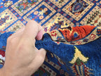 5x7 Afghan Handwoven Medium Size Carpet, Turkmen Oriental Soft Navy Blue Rug, Home decor Rug, Rug for Bedroom, Living Room Rug, 206x150cm