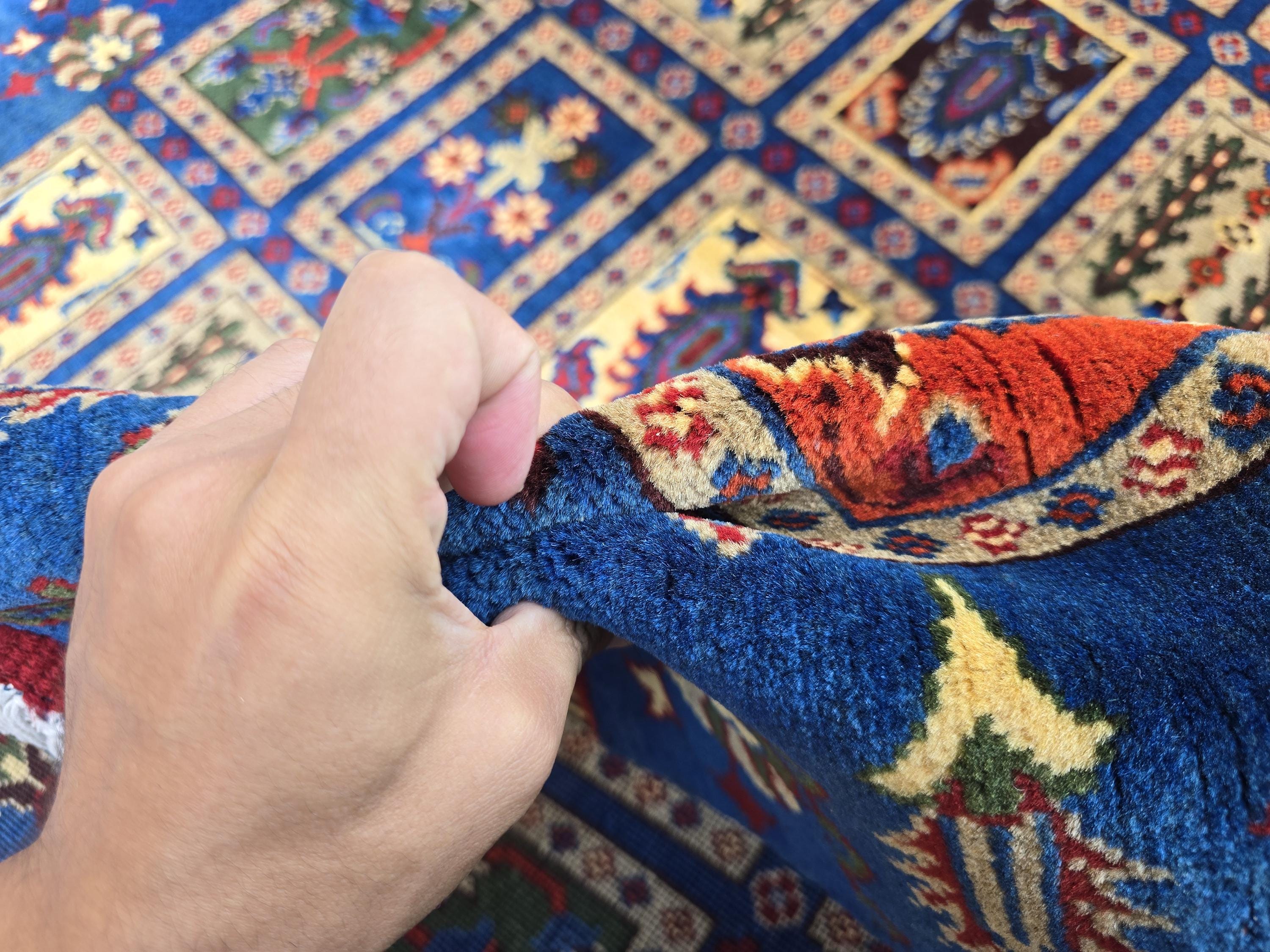 5x7 Afghan Handwoven Medium Size Carpet, Turkmen Oriental Soft Navy Blue Rug, Home decor Rug, Rug for Bedroom, Living Room Rug, 206x150cm