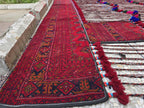 Large Afghan Handwoven Rug Wall Hanging – 9.7x7.8ft Vintage Tribal Tapestry with Tassels, Bohemian Woven Afghan Carpet