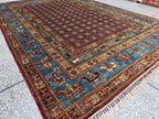 Handmade Afghan Wool Rug 7x10 ft: Tribal Geometric Design, Living Room Carpet