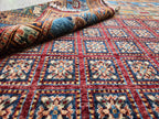 Handmade Afghan Wool Rug 7x10 ft: Tribal Geometric Design, Living Room Carpet