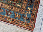 Handmade Afghan Wool Rug 7x10 ft: Tribal Geometric Design, Living Room Carpet