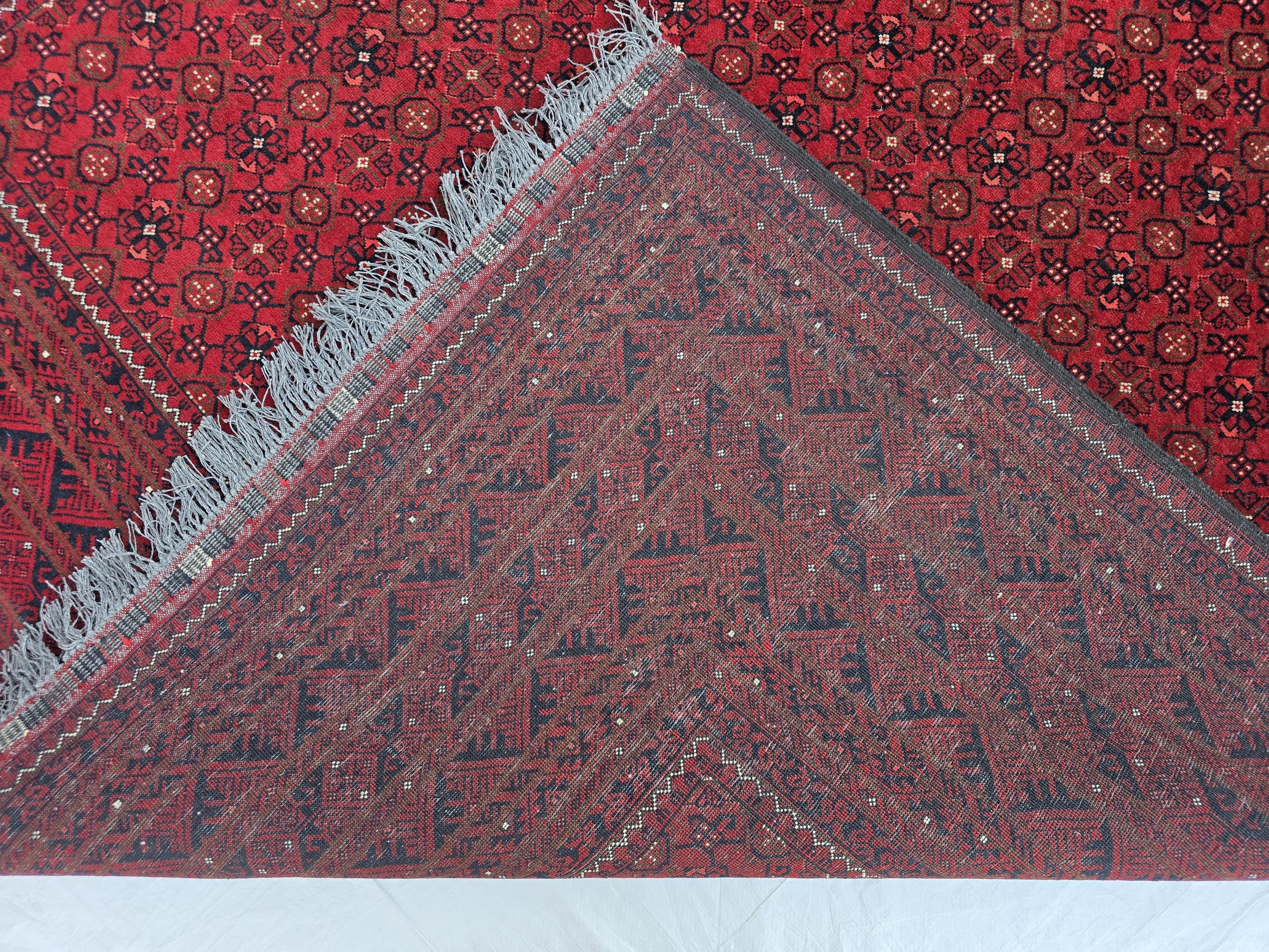 7x10, Handmade Afghan Bashiri Vintage Design Rug, Turkmen Geometric Wool Area Rug, Red Rug, Living Room Rug, Rustic Home Decor, Bedroom Rug