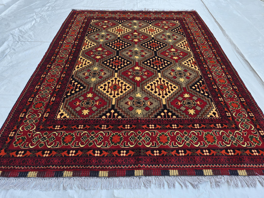 Afghan Handmade Tribal Traditional Carpet, Turkmen Oriental Wool Soft High Pile Rug, Boho Home Decor, Living room Rug, Bedroom Rug