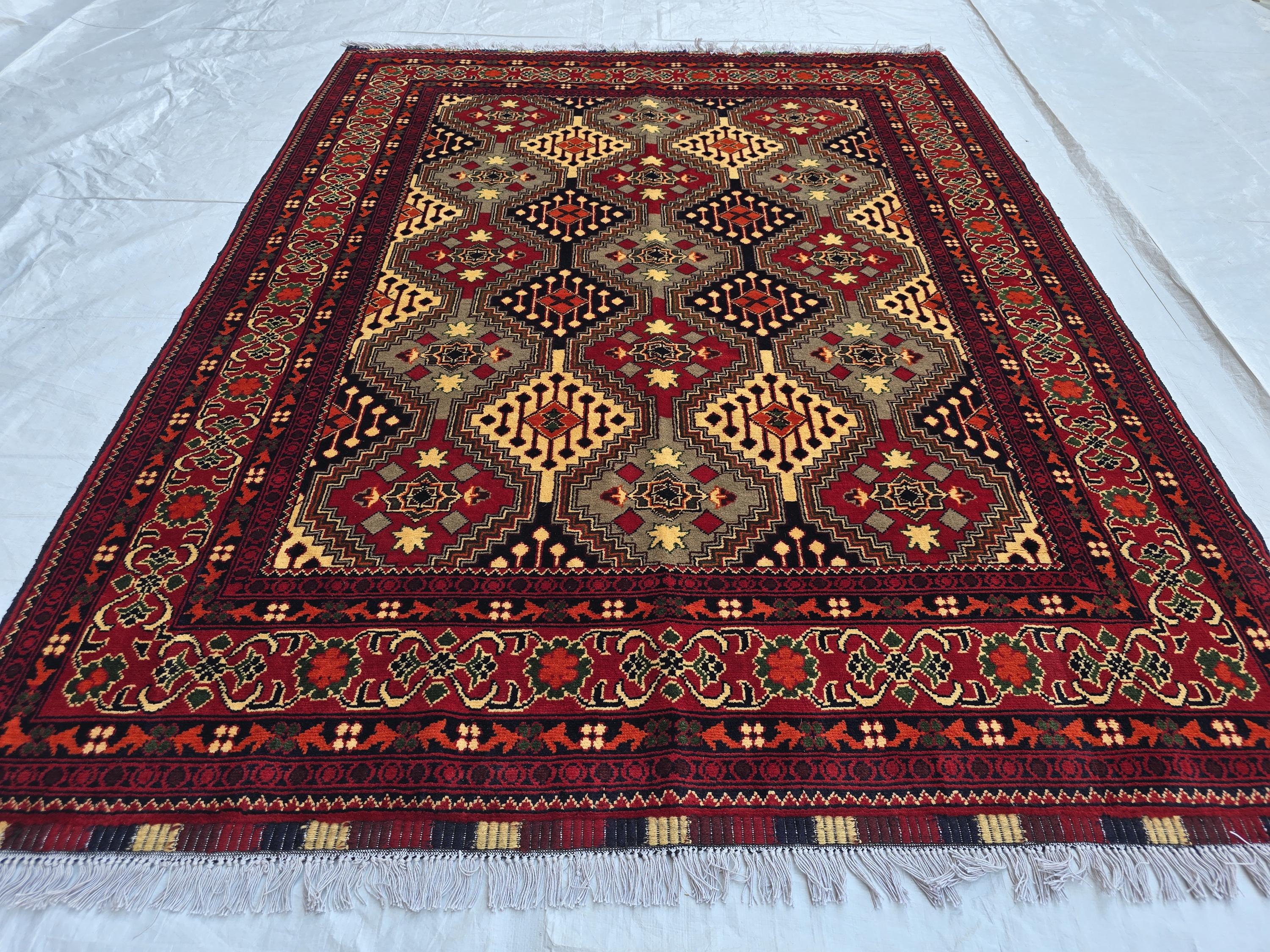 Afghan Handmade Tribal Traditional Carpet, Turkmen Oriental Wool Soft High Pile Rug, Boho Home Decor, Living room Rug, Bedroom Rug