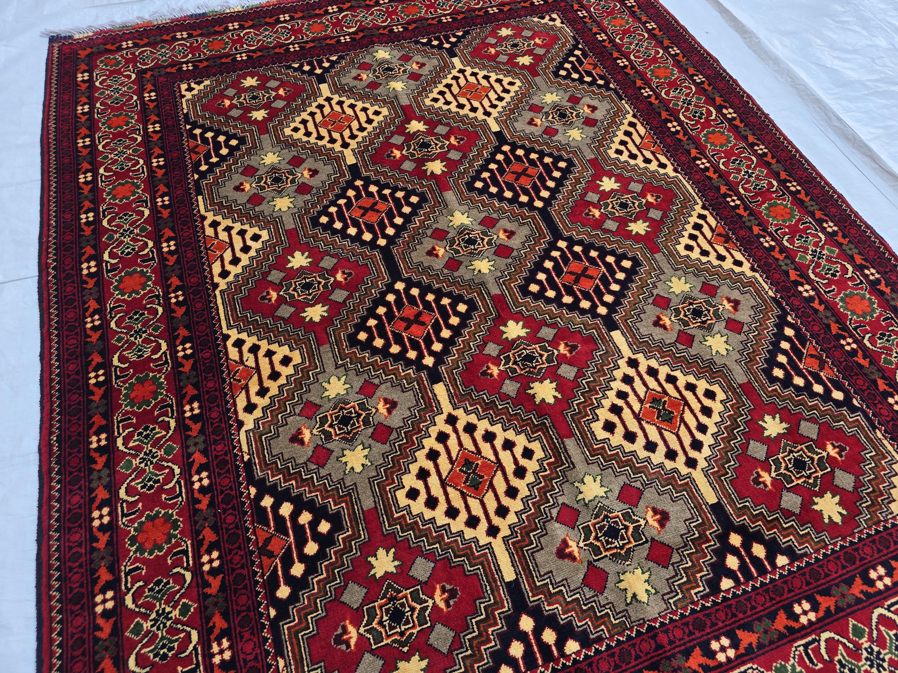 Afghan Handmade Tribal Traditional Carpet, Turkmen Oriental Wool Soft High Pile Rug, Boho Home Decor, Living room Rug, Bedroom Rug