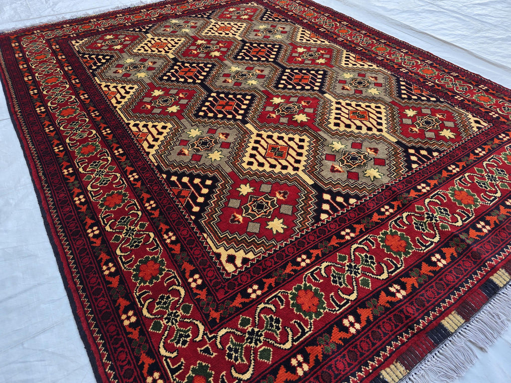 Afghan Handmade Tribal Traditional Carpet, Turkmen Oriental Wool Soft High Pile Rug, Boho Home Decor, Living room Rug, Bedroom Rug