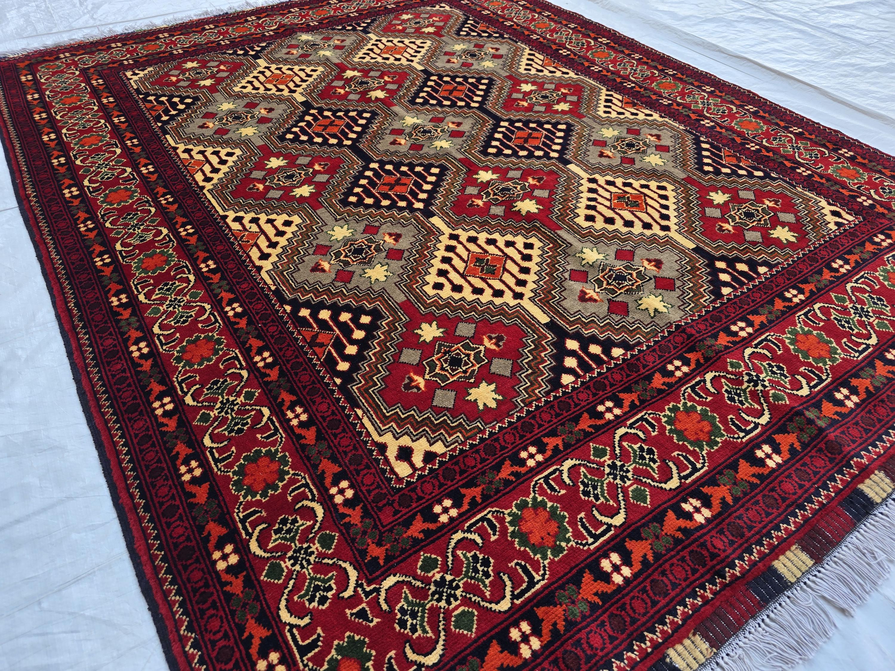 Afghan Handmade Tribal Traditional Carpet, Turkmen Oriental Wool Soft High Pile Rug, Boho Home Decor, Living room Rug, Bedroom Rug