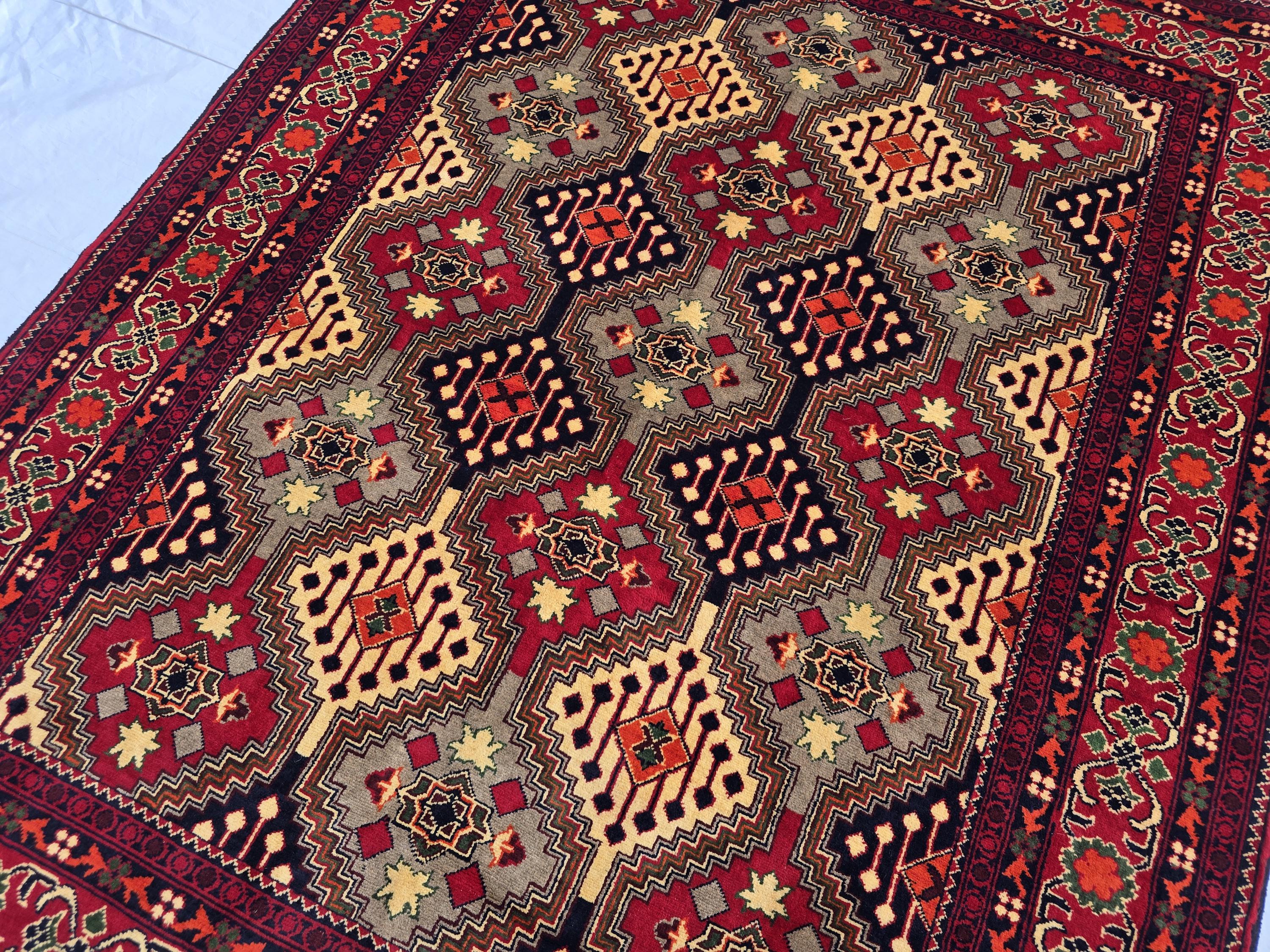 Afghan Handmade Tribal Traditional Carpet, Turkmen Oriental Wool Soft High Pile Rug, Boho Home Decor, Living room Rug, Bedroom Rug
