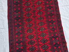 3x6ft Vintage Afghan Mowi Gull Runner Rug, Turkmen Oriental Wool Red Rug, Hallway Rug, Corridor Rug, Small Area Rug