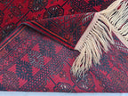 3x6ft Vintage Afghan Mowi Gull Runner Rug, Turkmen Oriental Wool Red Rug, Hallway Rug, Corridor Rug, Small Area Rug