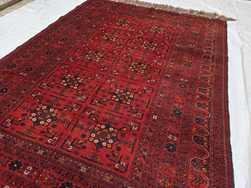 6x9 Vintage From 70s, Afghan Handmade Bukhara Pattern Rug, Turkmen Geometric Wool Floor Rug, Collectible Rug, Living Room, Bedroom Rug