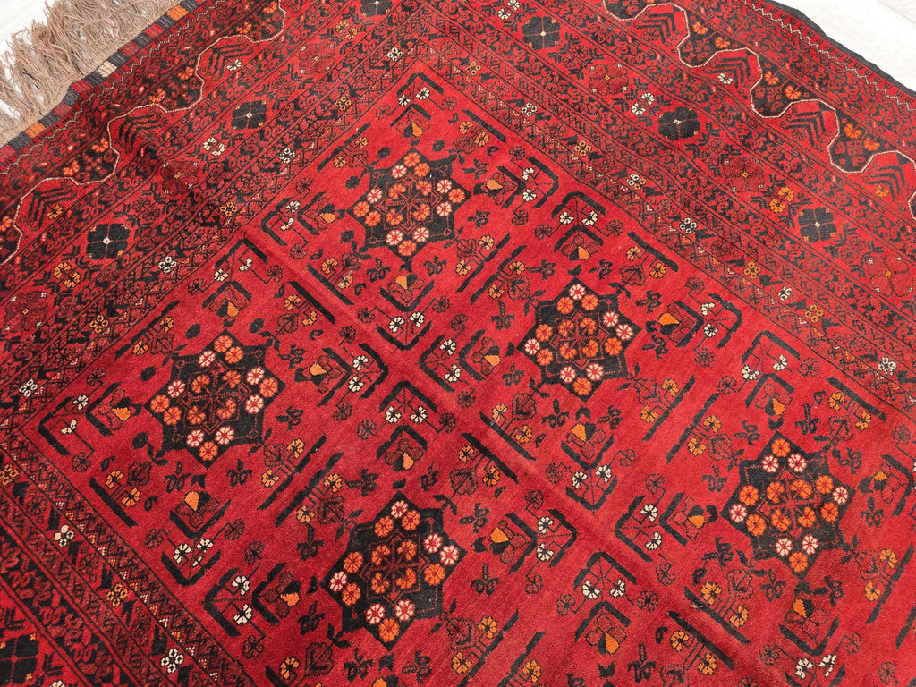 6x9 Vintage From 70s, Afghan Handmade Bukhara Pattern Rug, Turkmen Geometric Wool Floor Rug, Collectible Rug, Living Room, Bedroom Rug