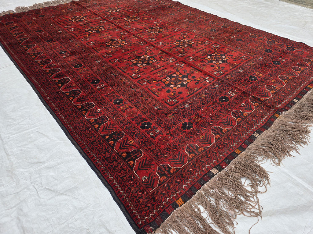 6x9 Vintage From 70s, Afghan Handmade Bukhara Pattern Rug, Turkmen Geometric Wool Floor Rug, Collectible Rug, Living Room, Bedroom Rug