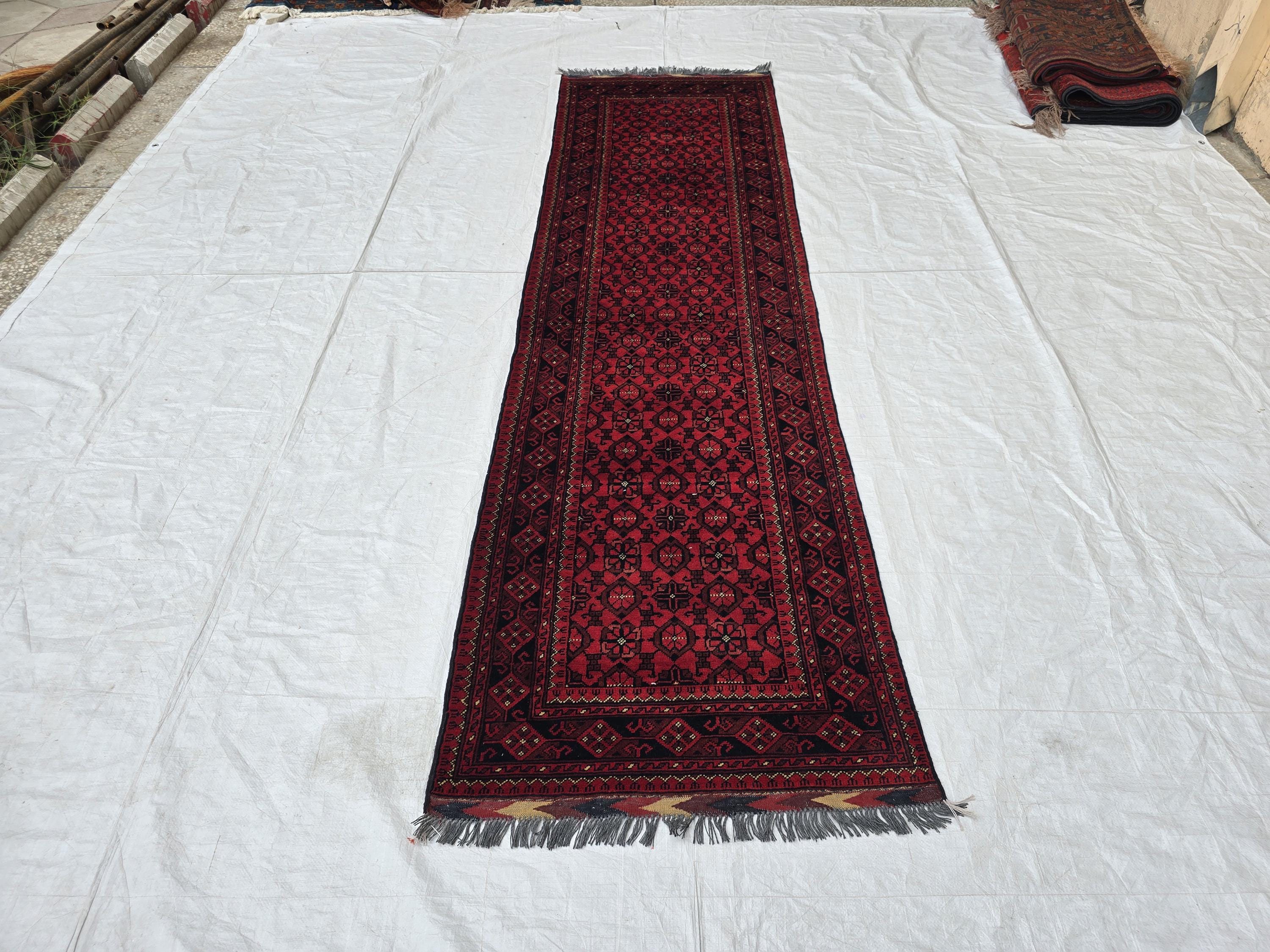 3x10ft, Vintage Handwoven Afghan Tribal Bashiri Hallway Rug, Turkmen Geometric Wool Area Rug, Corridor Rug, Narrow Rug, Boho Home Decor