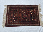 Vintage Baluchi Handwoven Accent Rug, 4x5ft, Turkmen Geometric Wool Rug, Bedroom Rug, office Rug, Collectible Afghan Rug, Entrance Rug