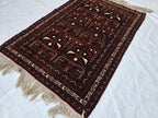 Vintage Baluchi Handwoven Accent Rug, 4x5ft, Turkmen Geometric Wool Rug, Bedroom Rug, office Rug, Collectible Afghan Rug, Entrance Rug