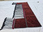 Handmade Afghan Tribal Wall Hanging Rug – 7ft Decorative Wool Textile with Tassels, Traditional Ethnic Design, Vintage Home Decor, Doorway