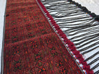 Handmade Afghan Tribal Wall Hanging Rug – 7ft Decorative Wool Textile with Tassels, Traditional Ethnic Design, Vintage Home Decor, Doorway