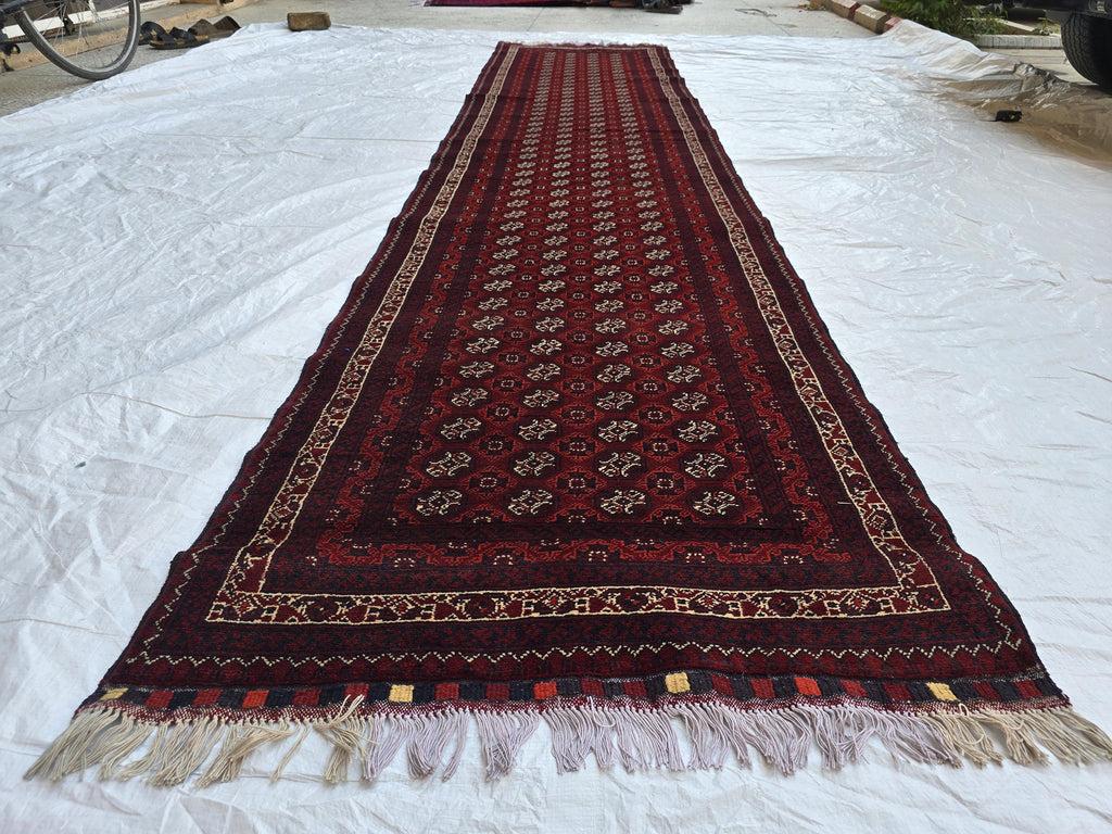3x12ft Afghan Handmade Hallway Runner Rug – Oriental Wool Carpet, Tribal Long Runner, Boho Decor, Narrow Area Rug, Entryway, Soft High Pile