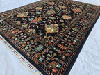 5x6ft, Afghan Handwoven Sultani Chobi High Quality Rug, Turkmen Oriental Wool Black Carpet, Luxurious Home Decor, Rug for Bedroom, Office