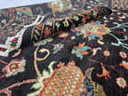 5x6ft, Afghan Handwoven Sultani Chobi High Quality Rug, Turkmen Oriental Wool Black Carpet, Luxurious Home Decor, Rug for Bedroom, Office