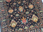 5x6ft, Afghan Handwoven Sultani Chobi High Quality Rug, Turkmen Oriental Wool Black Carpet, Luxurious Home Decor, Rug for Bedroom, Office