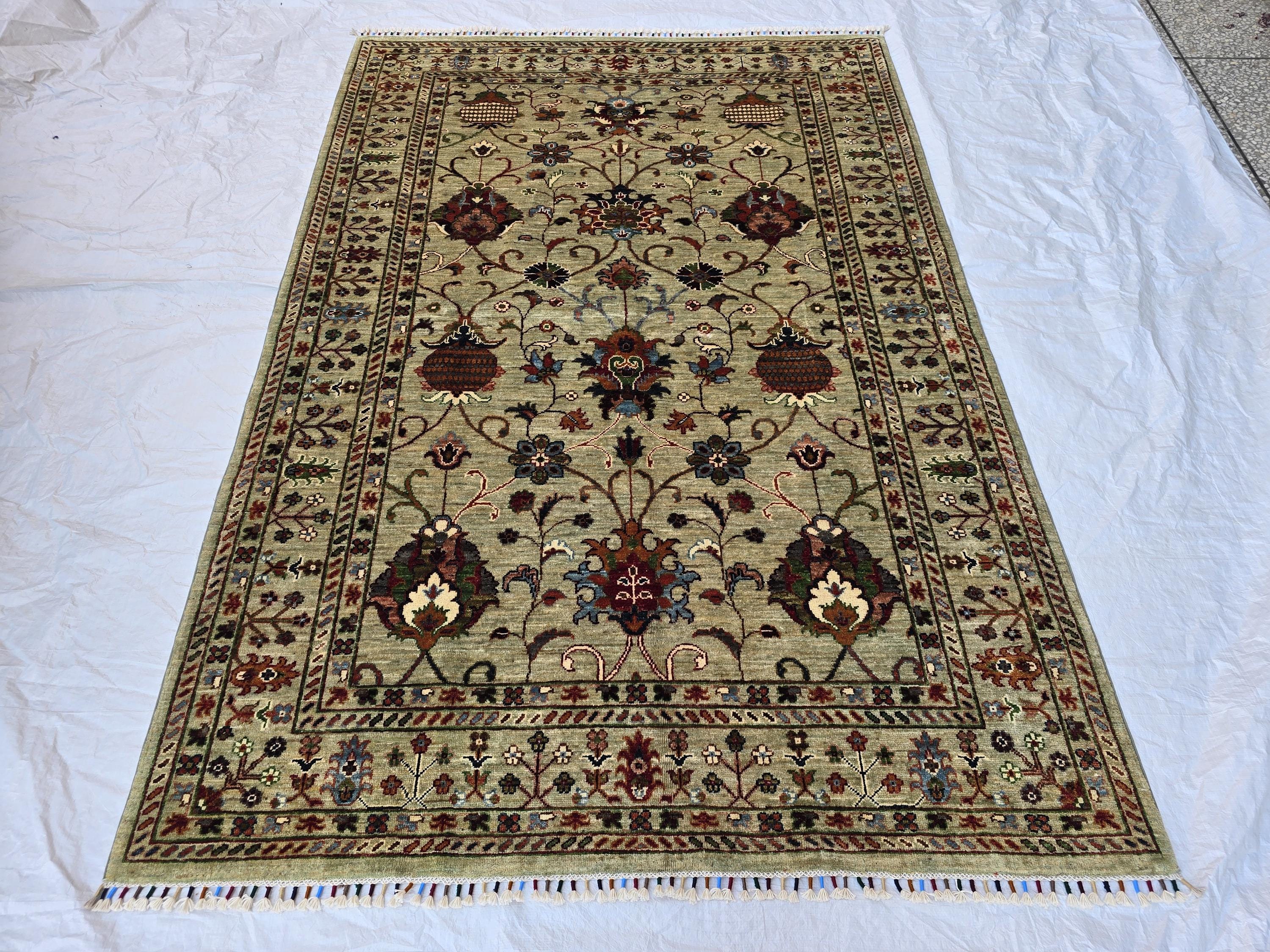 5x8 Luxury Handmade Afghan Tribal Sultani Rug, Turkmen Oriental Wool Carpet, Home Decor, Rug for Living Room, Bedroom Rug, Office Rug
