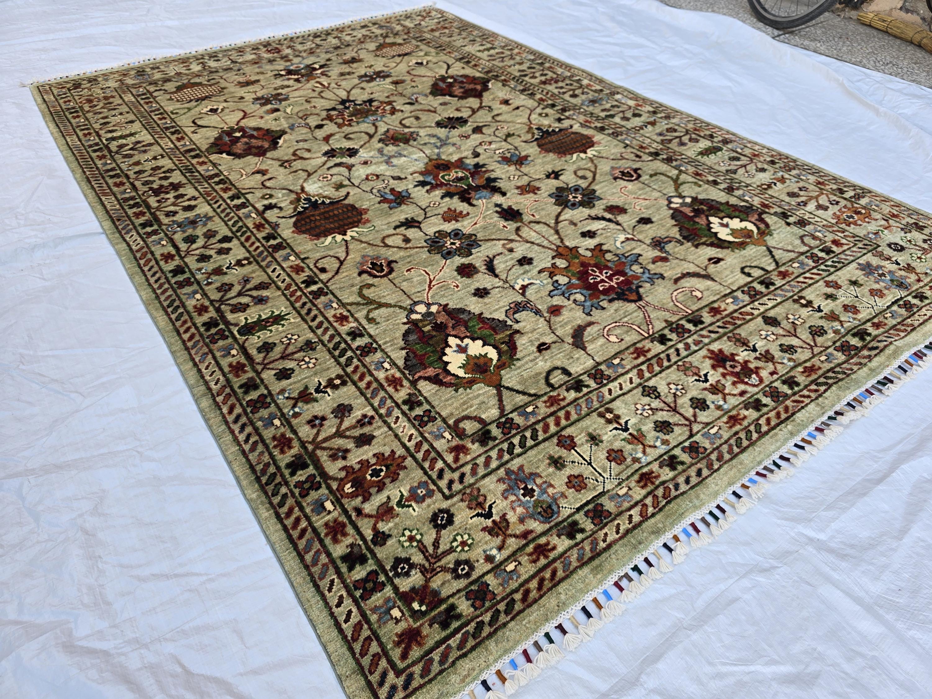 5x8 Luxury Handmade Afghan Tribal Sultani Rug, Turkmen Oriental Wool Carpet, Home Decor, Rug for Living Room, Bedroom Rug, Office Rug