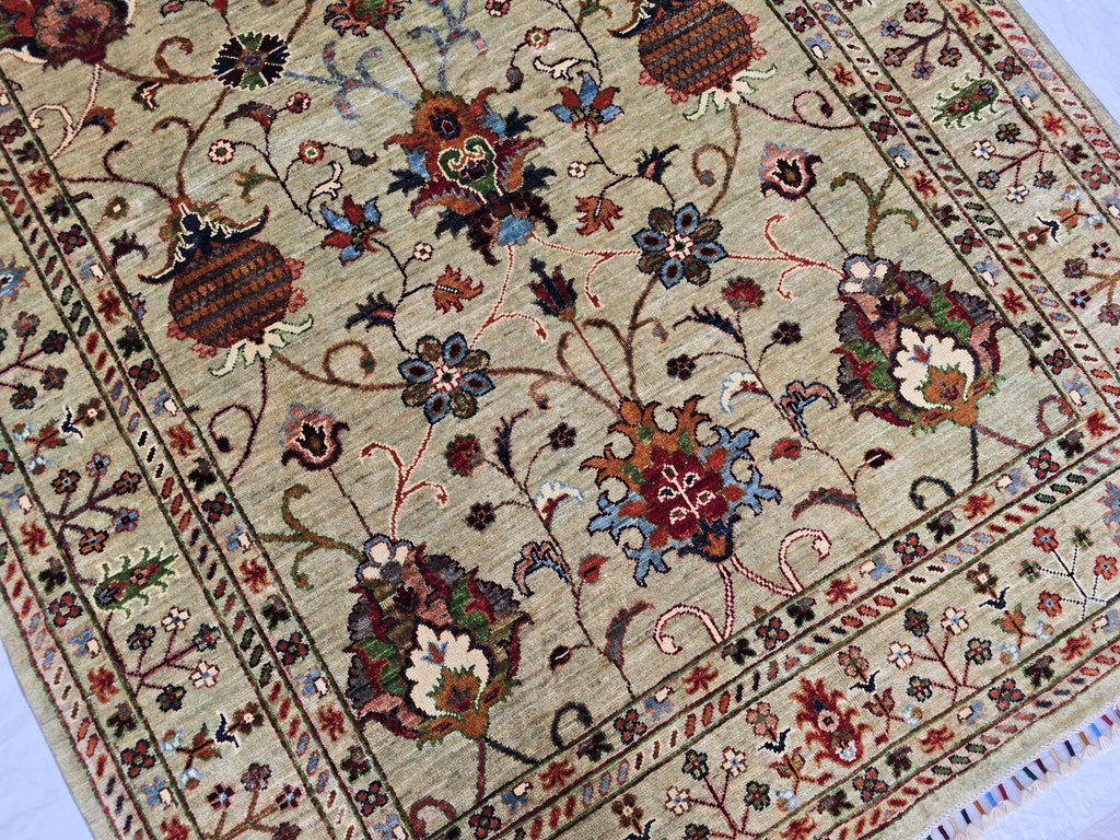 5x8 Luxury Handmade Afghan Tribal Sultani Rug, Turkmen Oriental Wool Carpet, Home Decor, Rug for Living Room, Bedroom Rug, Office Rug