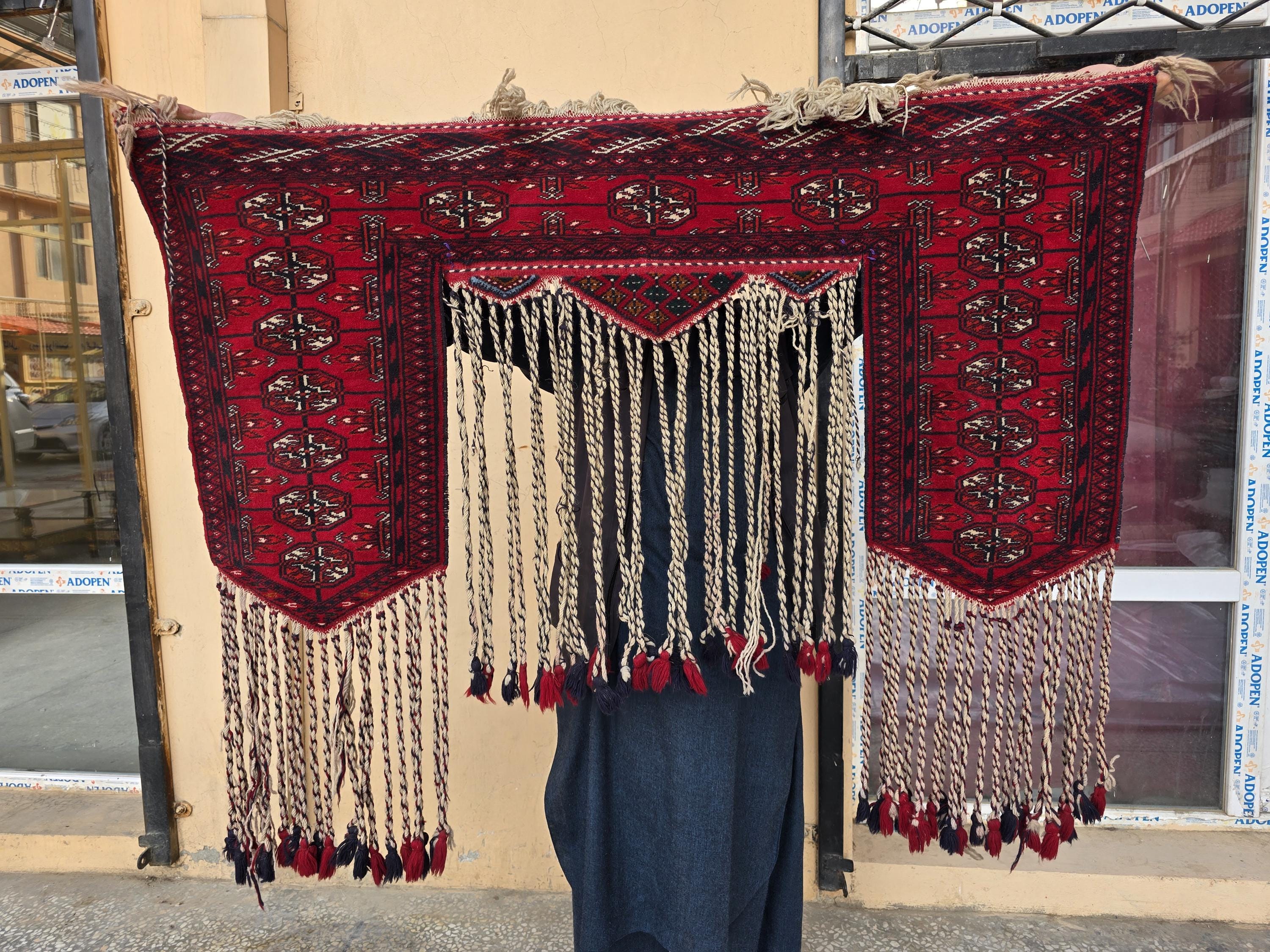3x4 Wall Hanging Afghan Handmade, Turkmen Wool Handwoven Tapestry, Boho Home Decor – Afghan Textile – Rustic Wall Rug , Wall Decor