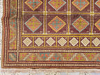 4x6 Vintage Afghan Handmade Wool Rug – Geometric Tribal Oriental Carpet, Red & Gold Area Rug, Collectible Item, Living Room Rug, Bedroom Rug