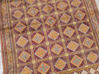 4x6 Vintage Afghan Handmade Wool Rug – Geometric Tribal Oriental Carpet, Red & Gold Area Rug, Collectible Item, Living Room Rug, Bedroom Rug
