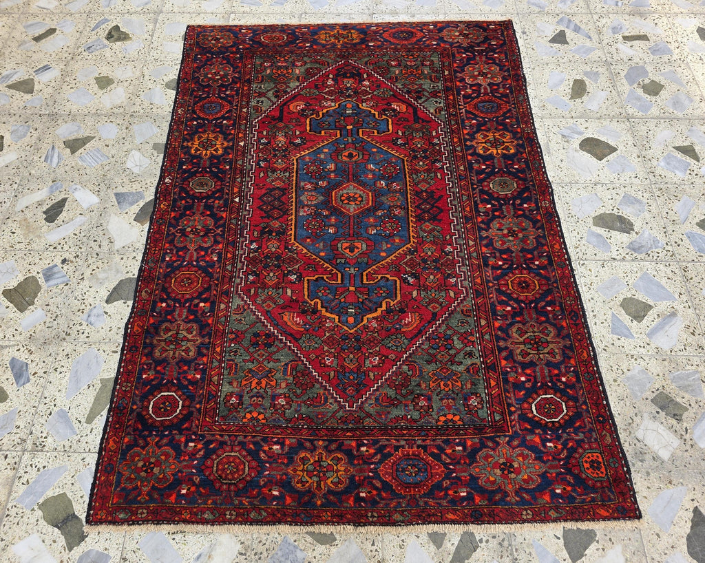 Handmade Afghan Wool Rug 6.10x4.2 ft: Vintage Tribal Oriental Carpet