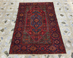 Handmade Afghan Wool Rug 6.10x4.2 ft: Vintage Tribal Oriental Carpet